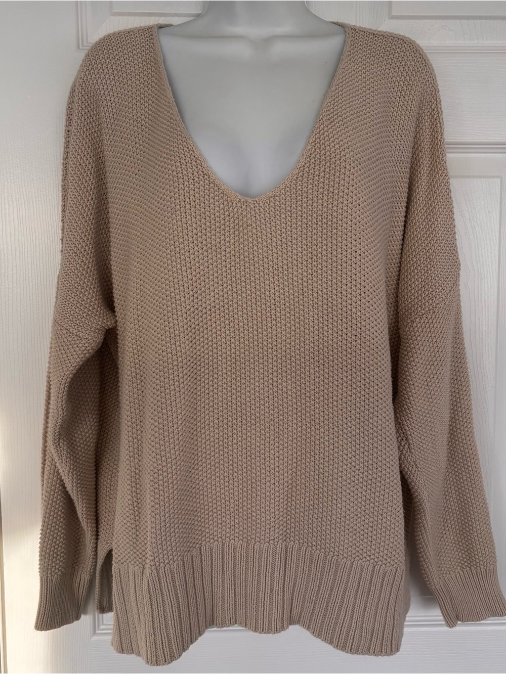 Lucky Brand Taupe V-Neck Knit Sweater